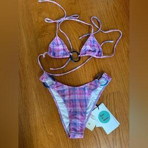 Pink Plaid Bikini Set